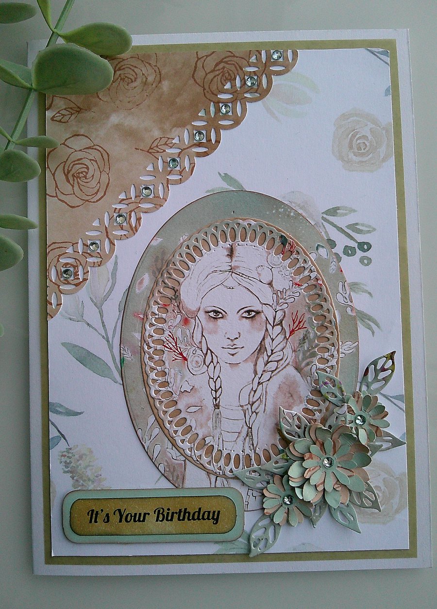 Boho Style Birthday Card - Bohemian Girl 