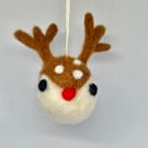 Needle Felted Reindeer Bauble Christmas Decoration Handmade Hanging Ornament
