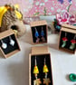 Autumnal Mushroom Earrings With Leaves.
