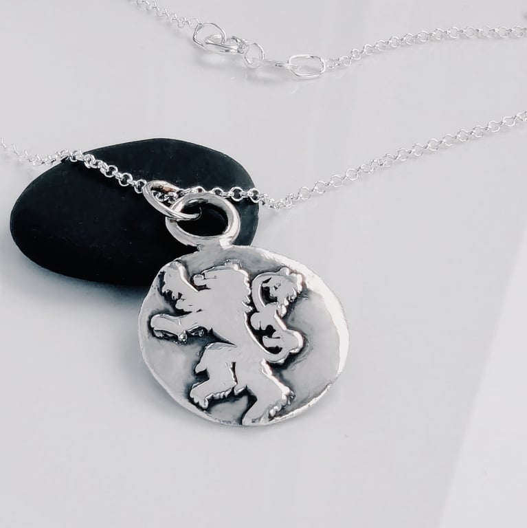 Recycled Sterling Silver The Lion Rampant & Scottish Thistle Pendant
