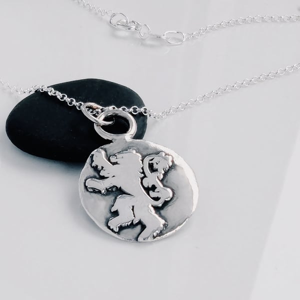 Recycled Sterling Silver The Lion Rampant & Scottish Thistle Pendant