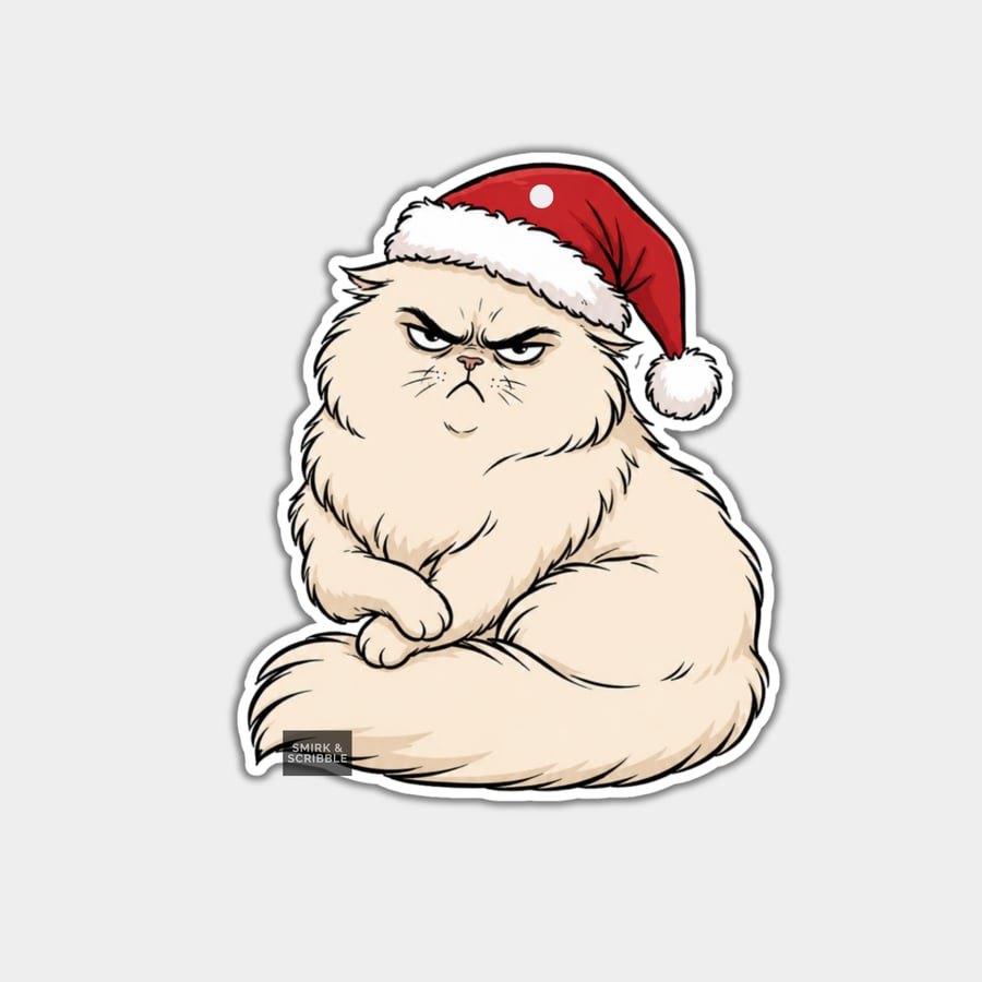 Unique Funny Christmas Gift Tags For Adults, 6pk - Angry Fluffy Cat