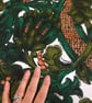 Bold Vivid Green Copper Jade Ornate 50s 60s Barkcloth Vintage Fabric Lampshade - Image 3