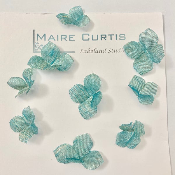 Metallic Teal Gold Silk organza Hydrangea flowers