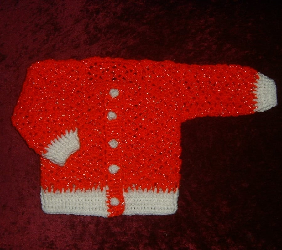 Red Glitter Christmas baby cardigan ref C028