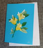 Hand Painted Card unique Yellow Flowers original painting greetings card