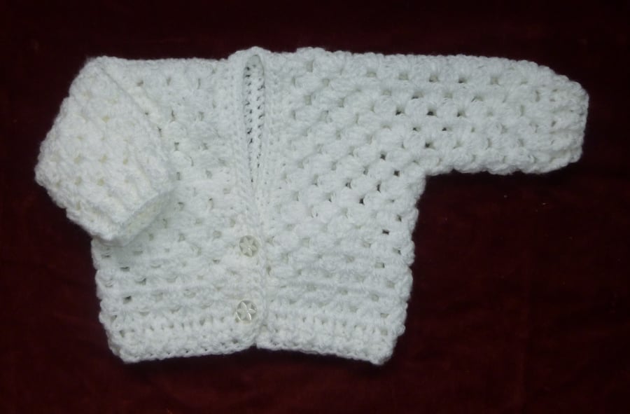 first size crochet V neck  baby cardigan ( ref FA 601 CR4 C1 )