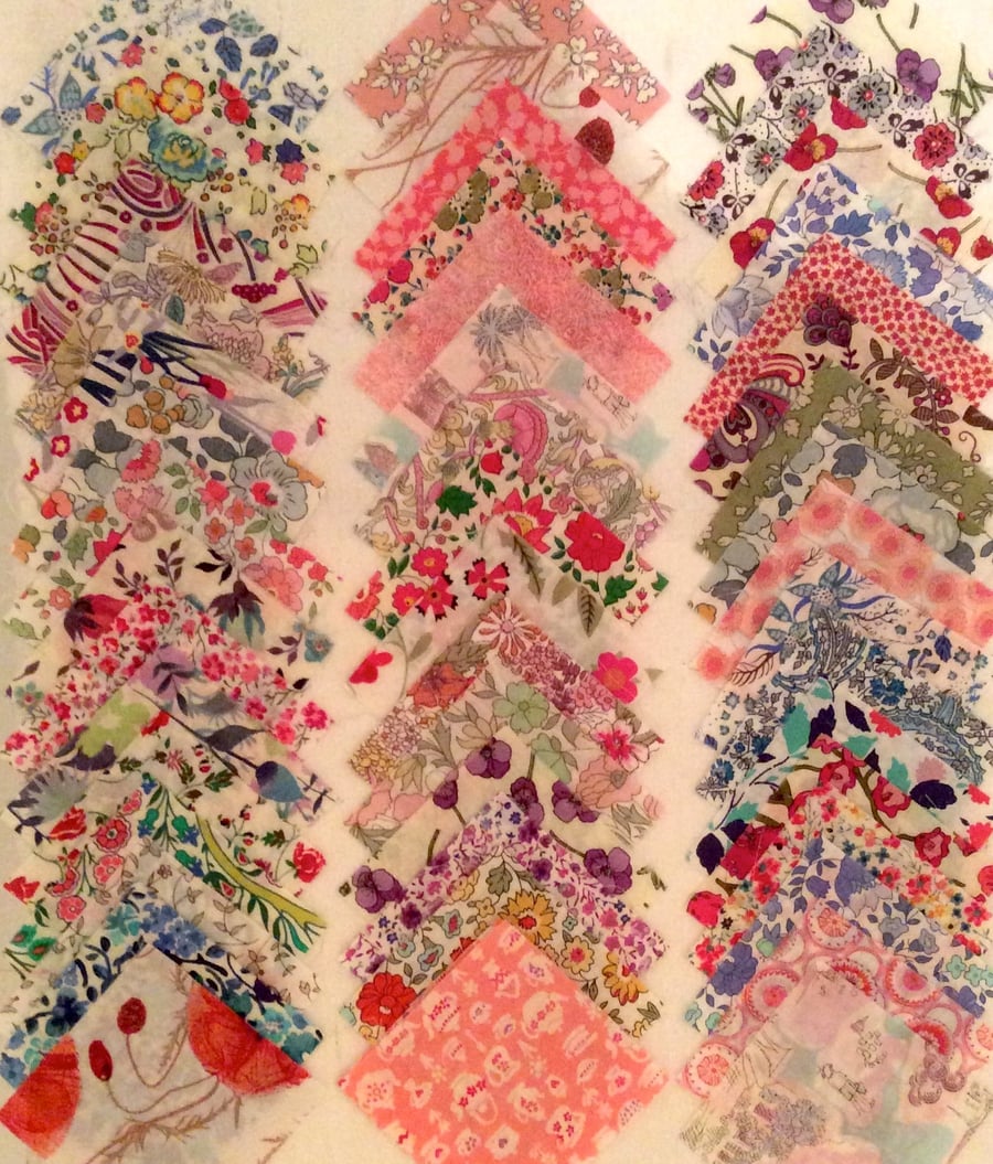 36 Liberty Fabric 2.5" Squares : MULTICOLOURED Pale Tones