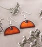 Handmade Orange Ceramic Dangle Earrings, Foraged Bristol Clay - Image 1