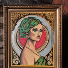 Golden Ladies Framed Hand Painted Artwork - Vittoria & Serafina - Ready to Hang