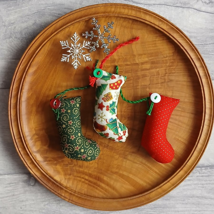 SOLD - Scrapbox Stockings - Mini Stocking Christmas Tree Decorations