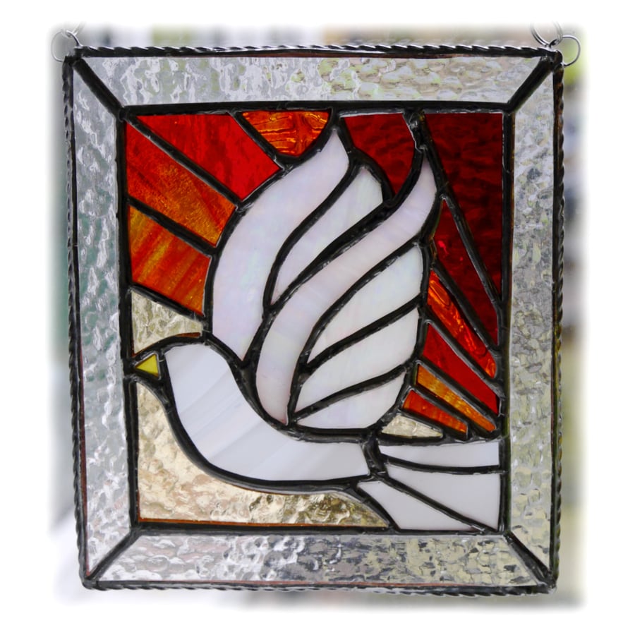 Sunset Dove Stained Glass Picture Suncatcher Handmade 006