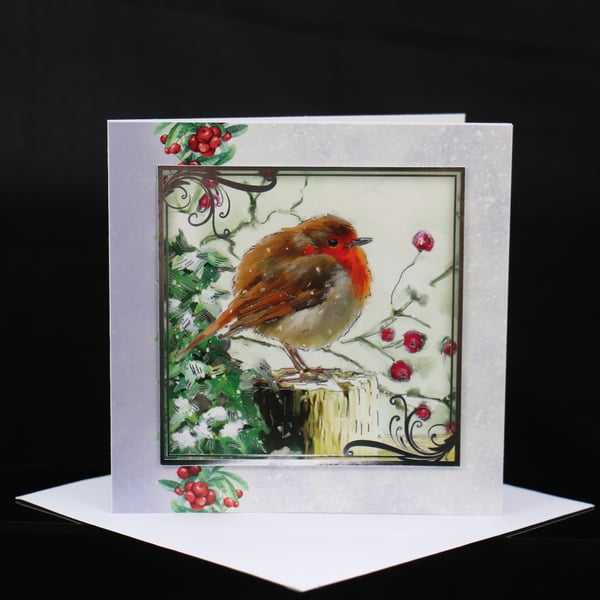 Robin on Post Christmas Card