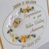 Handmade quilled personalised 50th golden wedding anniversary card