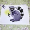 Lemur Blank Greeting Card and Mini Magnet Set