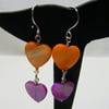Seconds Sunday Purple and Orange Shell Heart Earrings