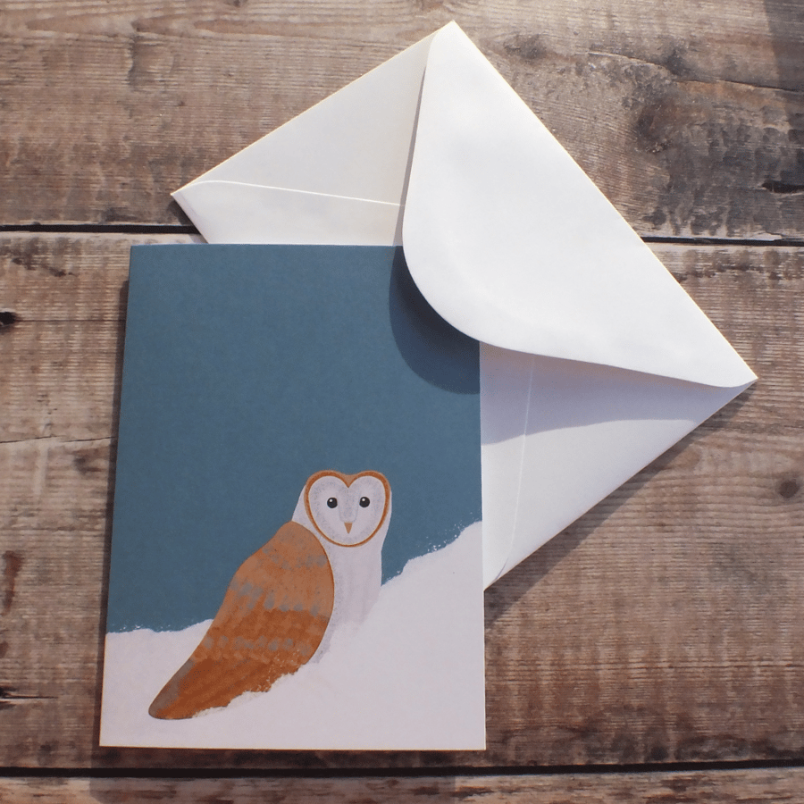 Snowy Barn Owl Christmas Card