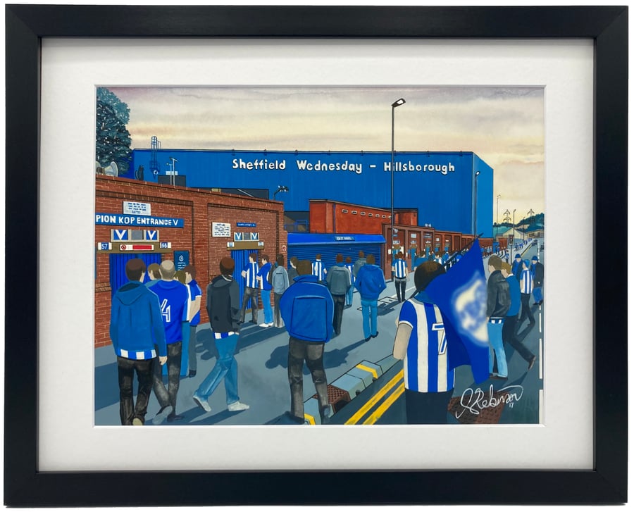 Sheffield Wednesday F.C, Hillsborough, High Quality Framed Football Art Print.