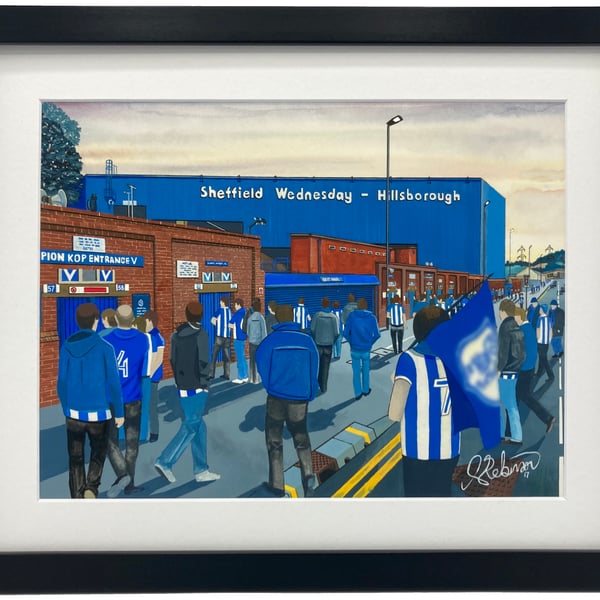 Sheffield Wednesday F.C, Hillsborough, High Quality Framed Football Art Print.