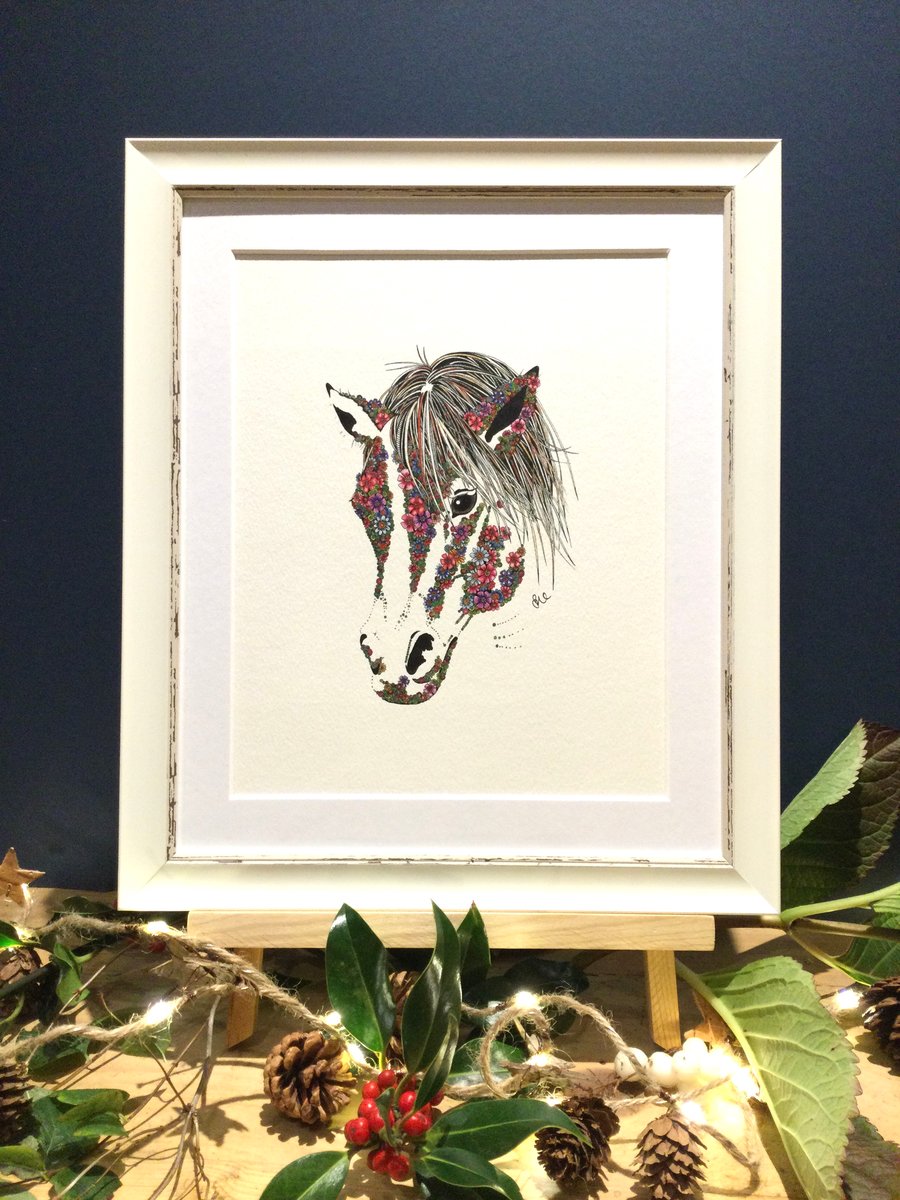 Framed Floral Pony Art Print 