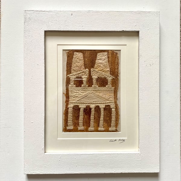 Petra Inspired Temple, hand embroidered building 