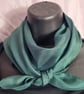 Pure Silk Large Square Scarf in Deep Green with a touch of Blue - Image 6