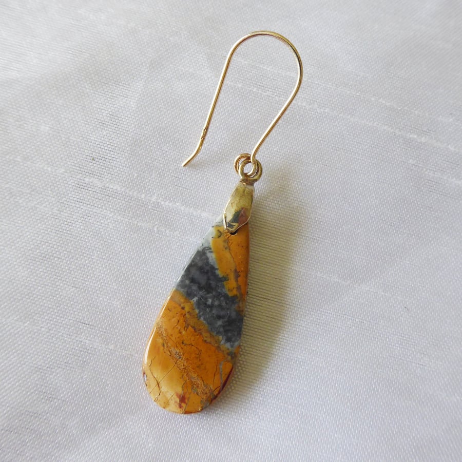 Single Sterling Silver & Maligano Jasper Teardrop Gemstone Earring