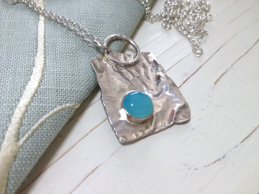 Silver Pendant set with an Amazonite. 