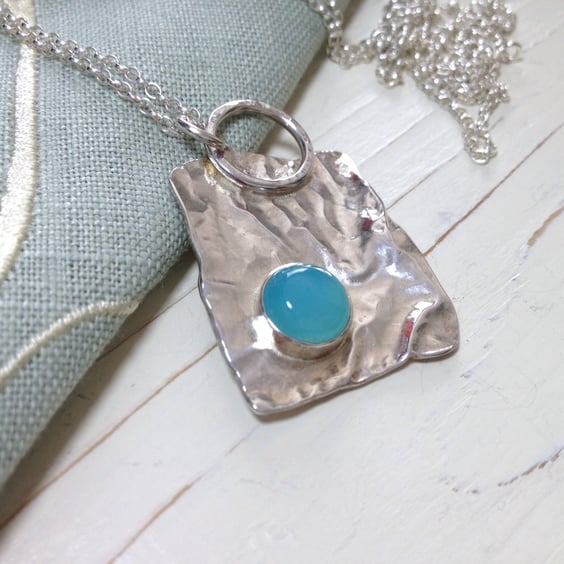 Silver Pendant set with an Amazonite. 