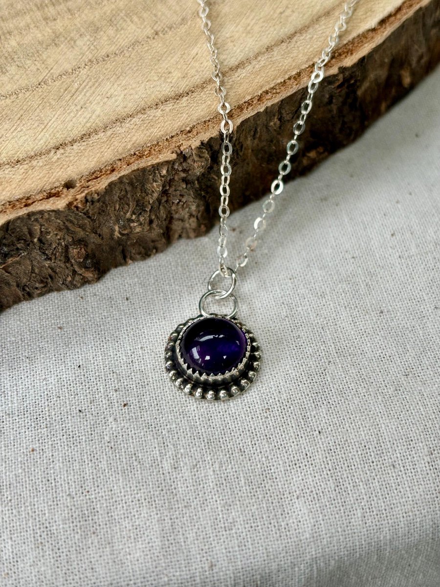 Small amethyst pendant, Birthstone necklace, 925 silver necklace, Gift for her, 