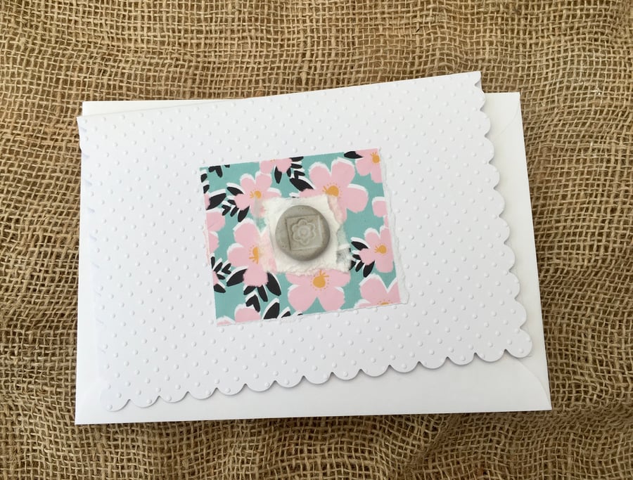 Hand made card, ceramic design, blank card, birthday, wedding, anniversary