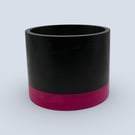 Large 15 cm Round Black and Pink Plant Pot Indoor Planter for Houseplants