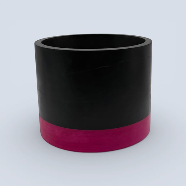 Large 15 cm Round Black and Pink Plant Pot Indoor Planter for Houseplants