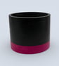 Large 15 cm Round Black and Pink Plant Pot Indoor Planter for Houseplants