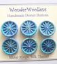 Dorset Buttons, Handmade, Variegated Blue, Silk Thread on Metal Rings - Image 1