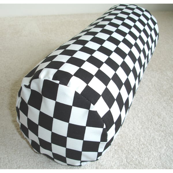 Bolster Cushion Cover 16"x6" Round Cylinder Roll Black And White Check 6x16