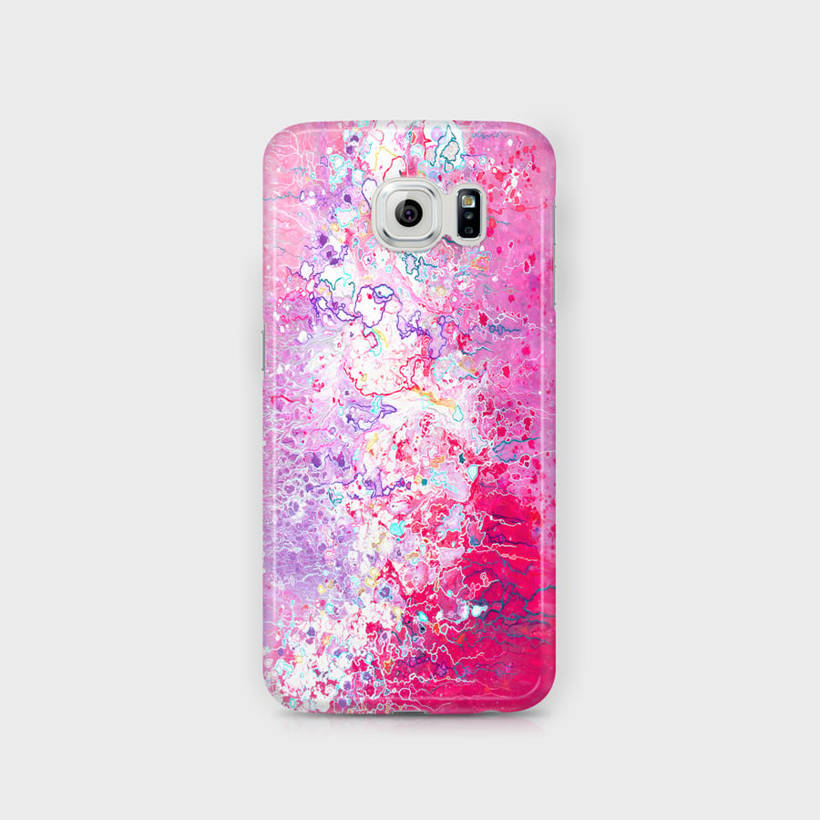 Pink & White Samsung Phone Case - Pink and White Abstract Unique Samsung Phones 