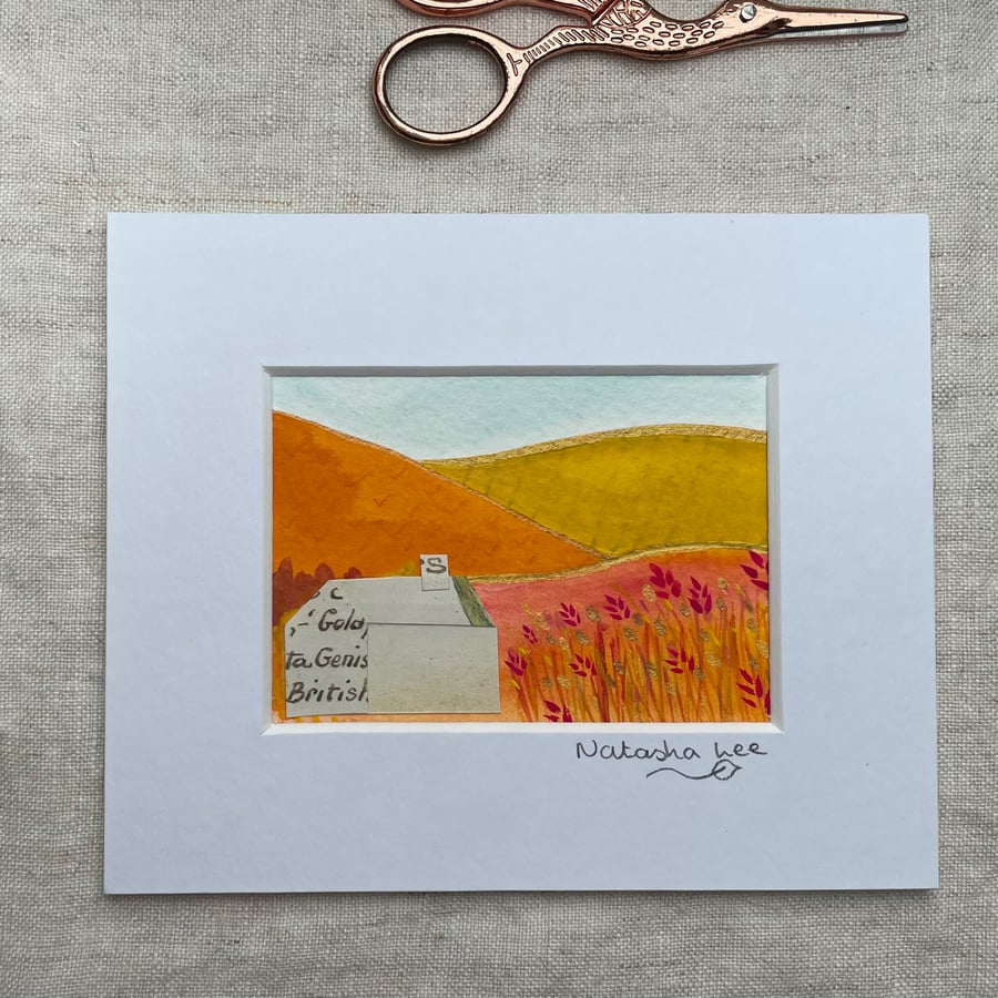 Golden Hour mounted ACEO Mixed Media Artwork 