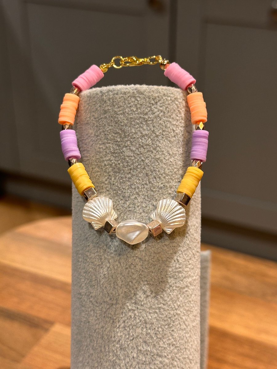 Unique Handmade bracelet with charms - beachy shells