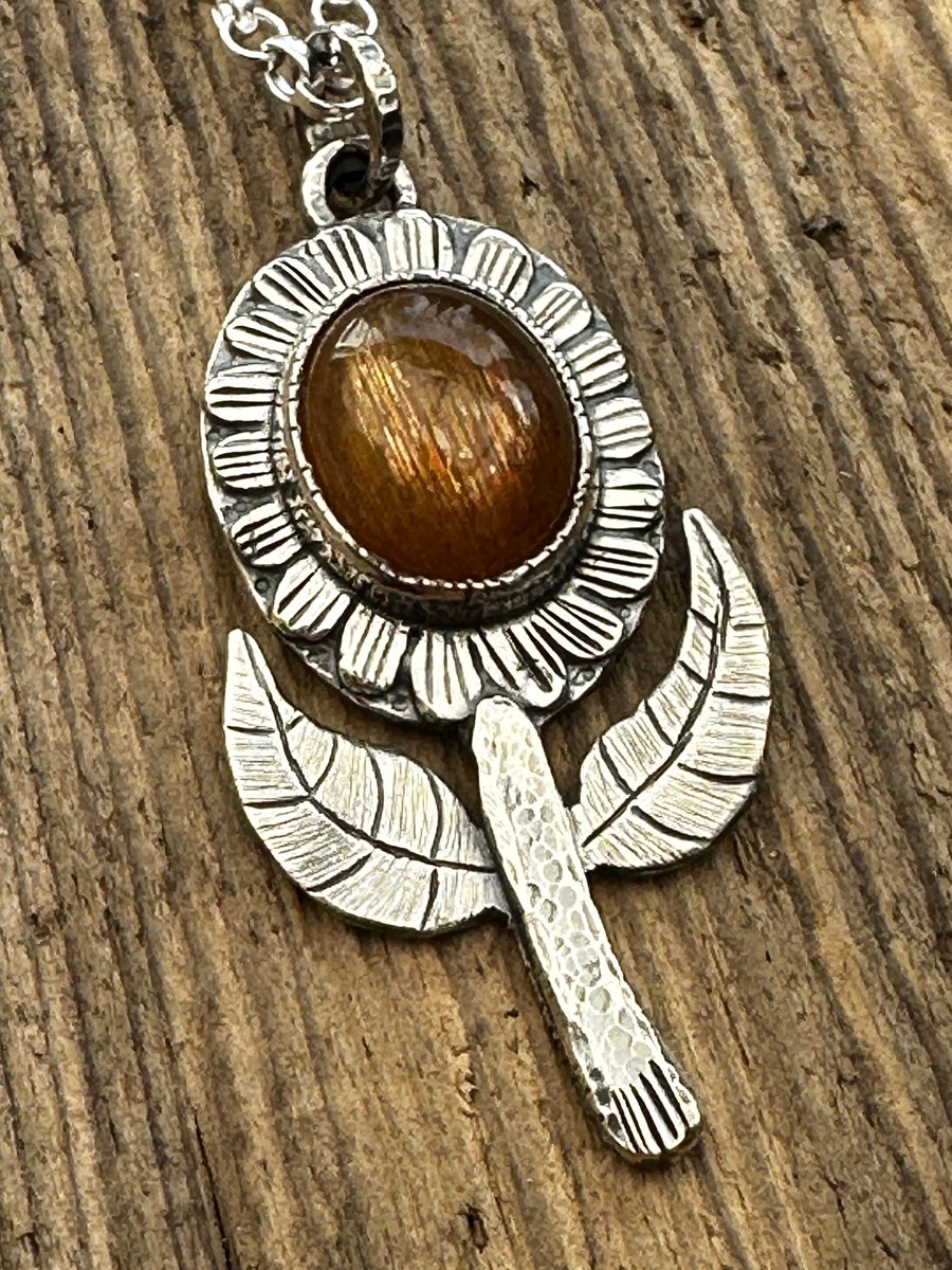 Flower Pendant Sunstone RESERVED FOR LUCY THANK YOU 