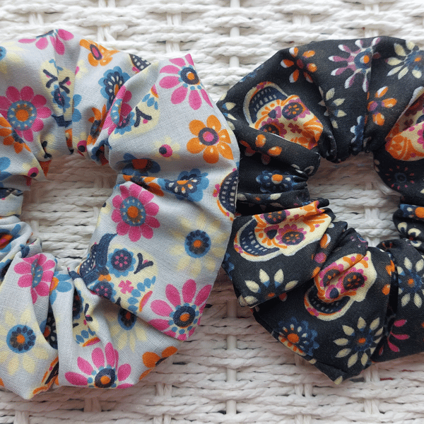 Day of Dead Hair Scrunchies Pack 2 Mixed 