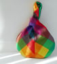 Silky satin Japanese knot bag in rainbow fabric - Image 6