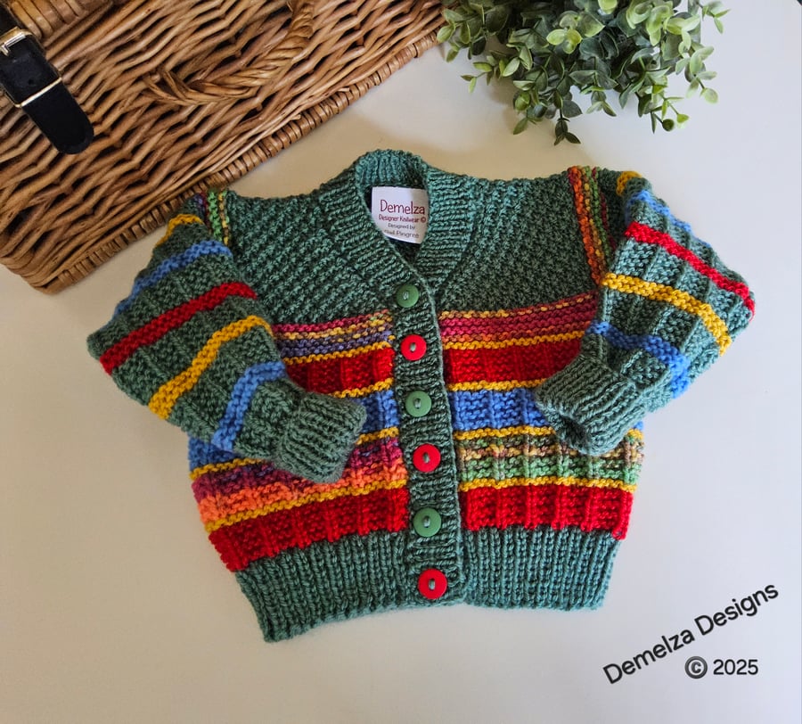 Designer Baby Boy's Hand Knitted Cardigan  9 -18 Months Size