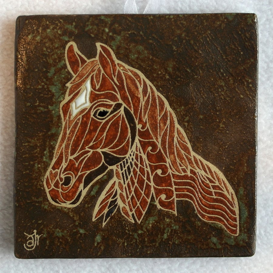 WP24 Wall plaque tile horse picture