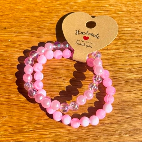 Handmade Set of 2 Beaded Bracelets – Colourful Summer & Holiday Accessories