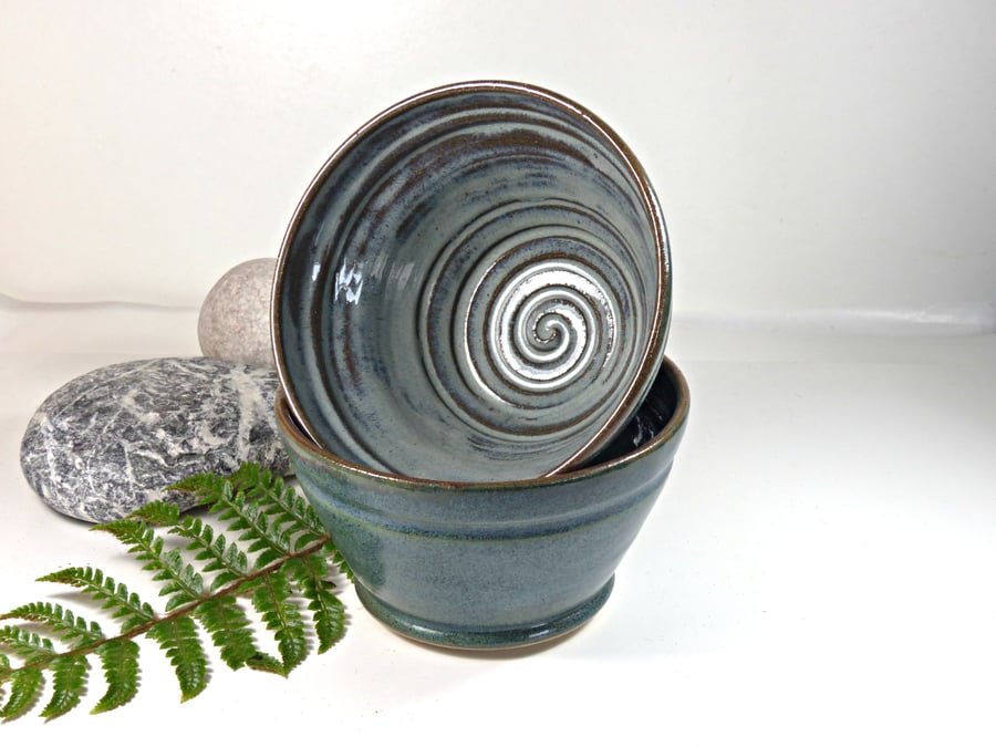 Beautiful Moody Skies Breakfast - Soup - Salad - Olive - Bowl Ceramic Stoneware