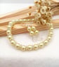 Lemon Chiffon Pearl Earring & Bracelet Gift Set, Love Heart Drops, Gift Boxed
