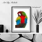 Red Macaw Giclée Limited Prints: Tropical Bird Wall Art - 11x14”