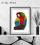 Red Macaw Giclée Limited Prints: Tropical Bird Wall Art - 11x14”