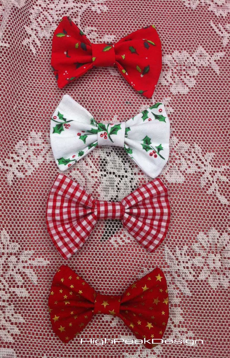Christmas Bowtie - size Newborn baby to Youth handmade to order
